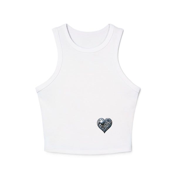 Chic Heart Embellished Micro Rib Racer Tank Top, Casual Summer Top, Workout Wear, Festival Outfit