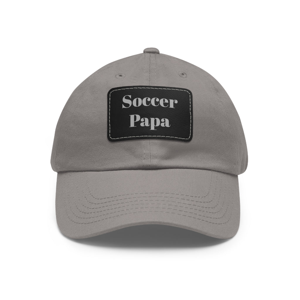 Dad Hat with Leather Patch (Rectangle) - " Soccer Papa "