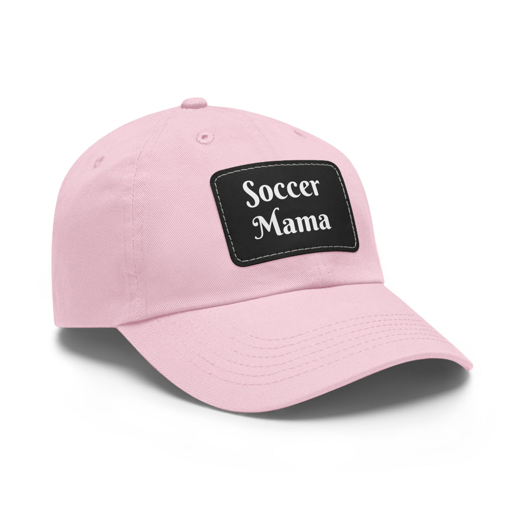 Dad Hat with Leather Patch (Rectangle)- " Soccer Mama "