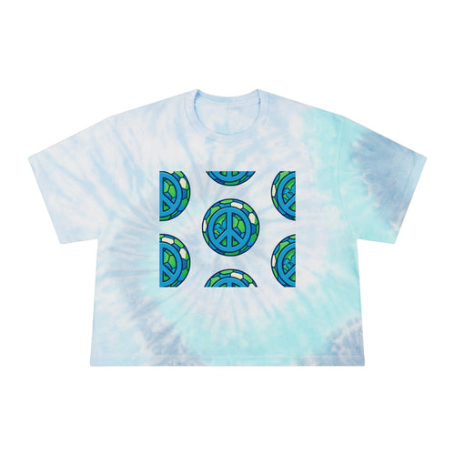 Boho Tie-Dye Crop Tee - Retro Peace Sign Top, Summer Festival T-Shirt, Casual Everyday Wear, Gift for Her, Beach Outfit