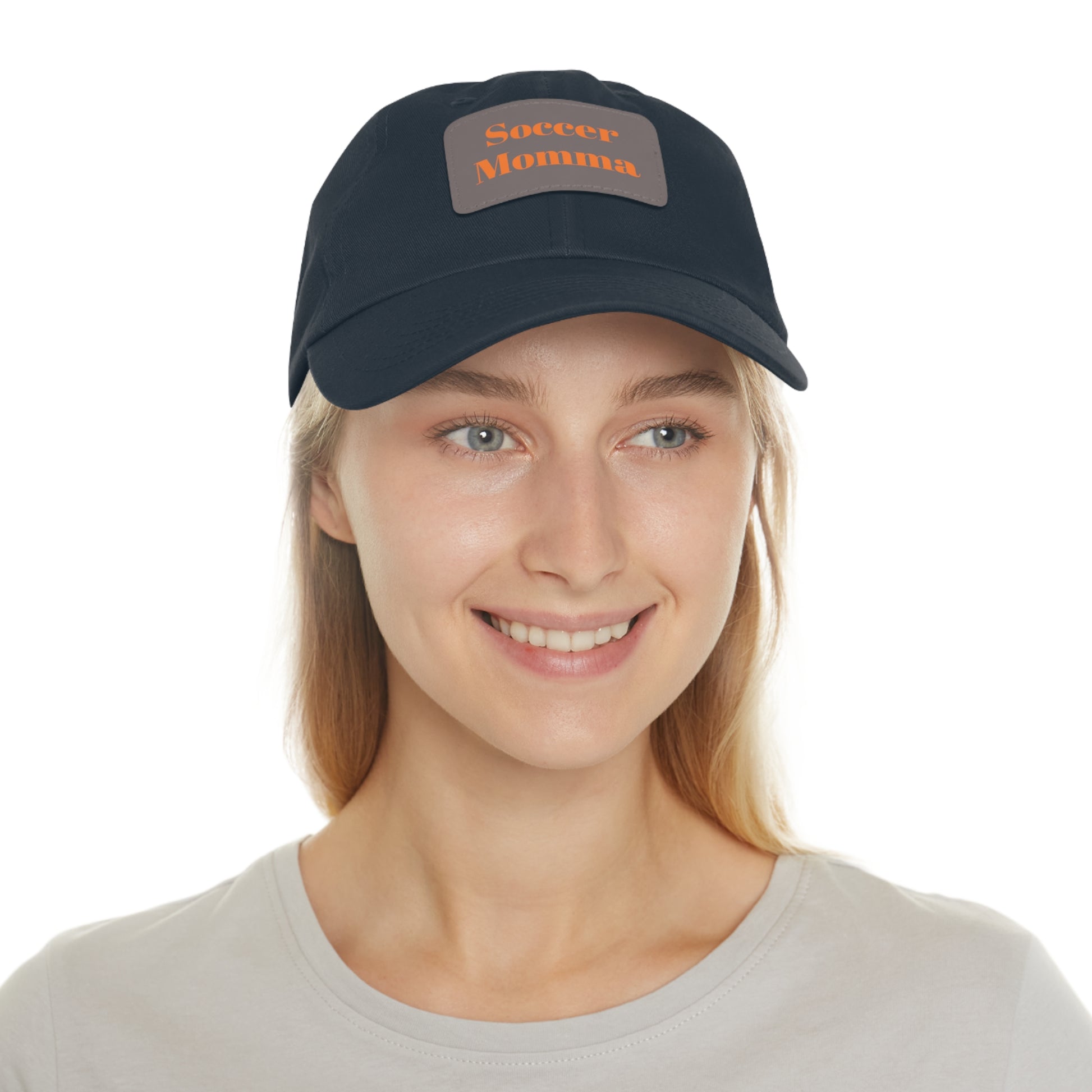 Dad Hat with Leather Patch (Rectangle)- "Soccer Momma"