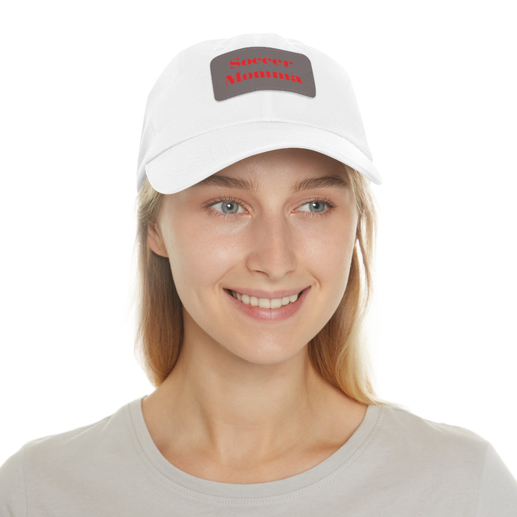 Dad Hat with Leather Patch (Rectangle)- "Soccer Momma"