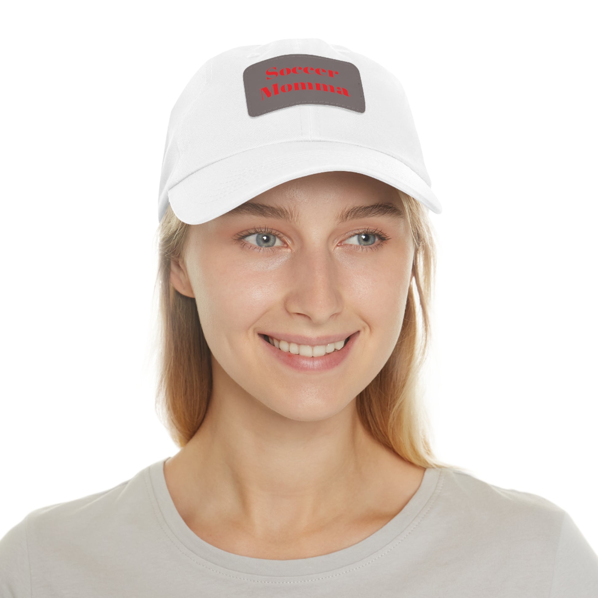 Dad Hat with Leather Patch (Rectangle)- "Soccer Momma"