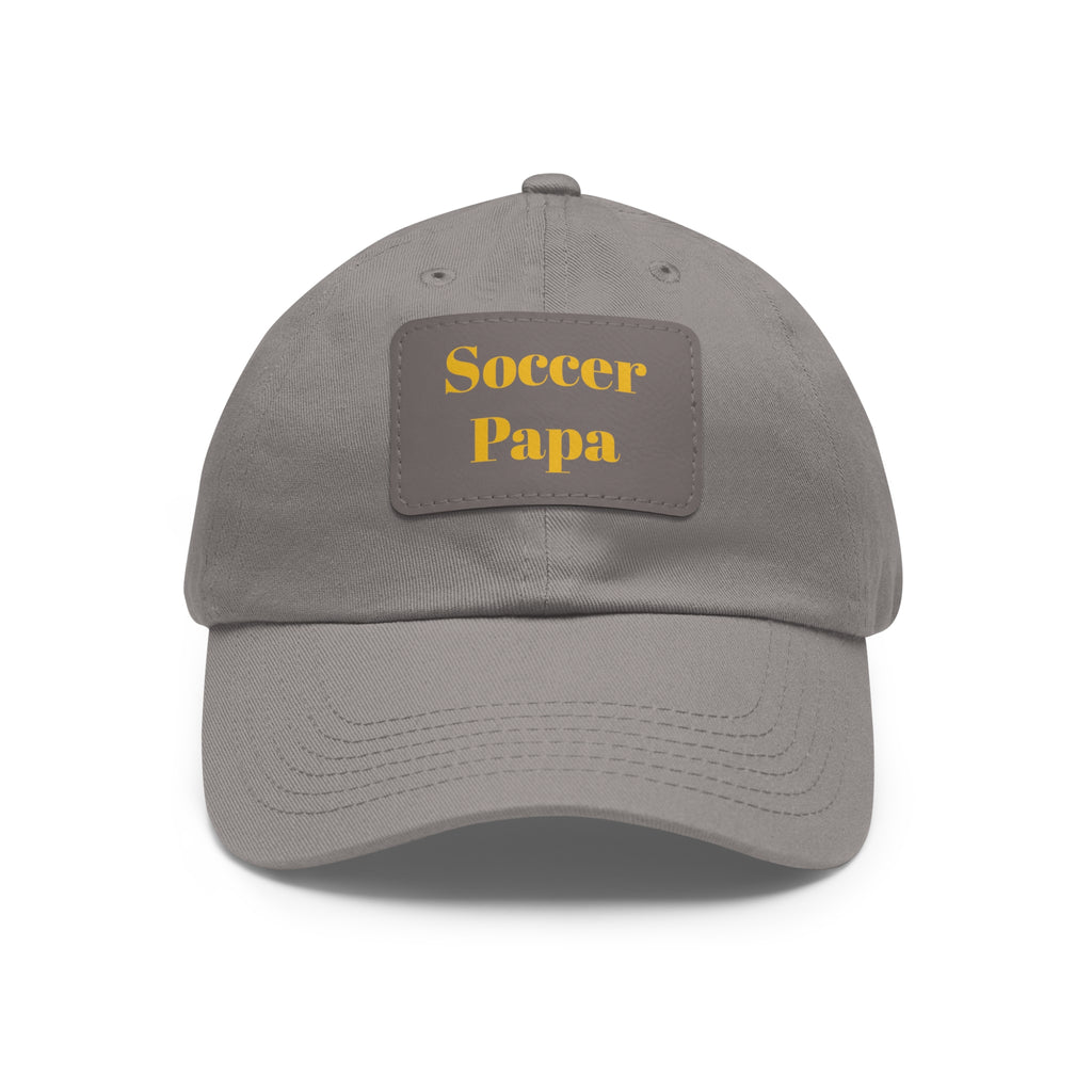 Dad Hat with Leather Patch (Rectangle) - " Soccer Papa "