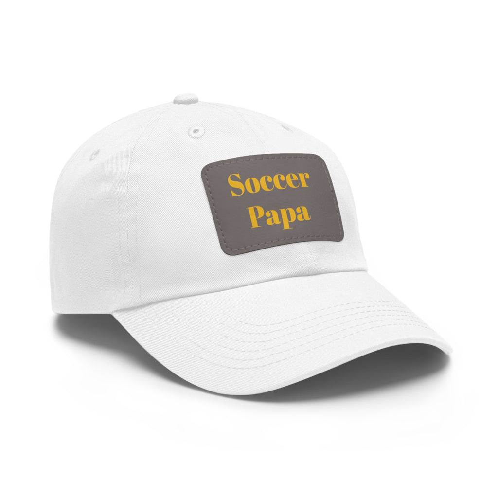 Dad Hat with Leather Patch (Rectangle) - " Soccer Papa "