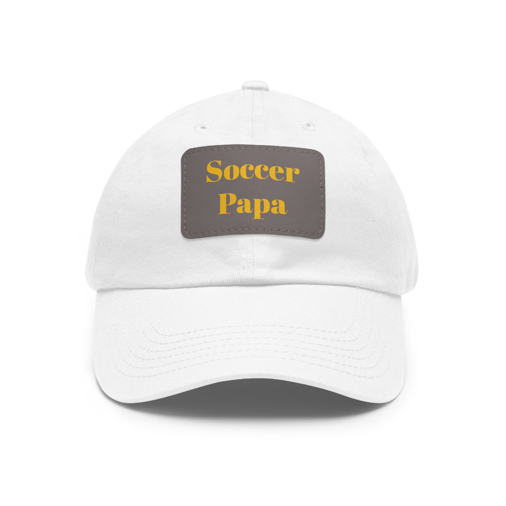 Dad Hat with Leather Patch (Rectangle) - " Soccer Papa "