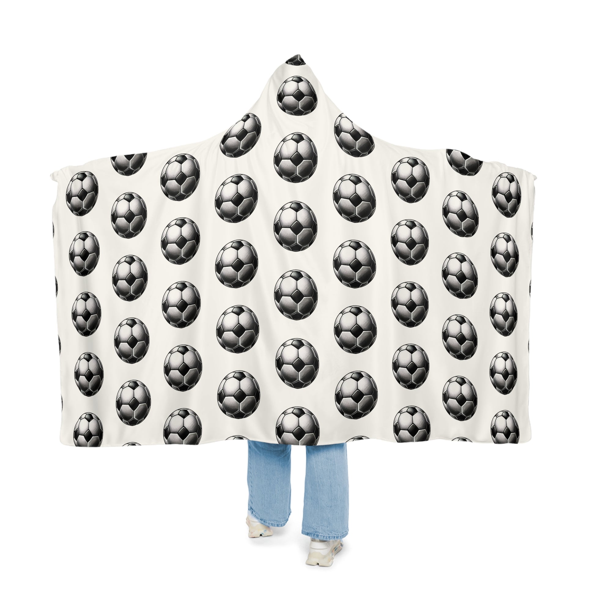 Cozy Soccer Snuggle Blanket, Sports Blanket, Hoodie Blanket, Gifts for Soccer Fans, Soft Throw Blanket for Home