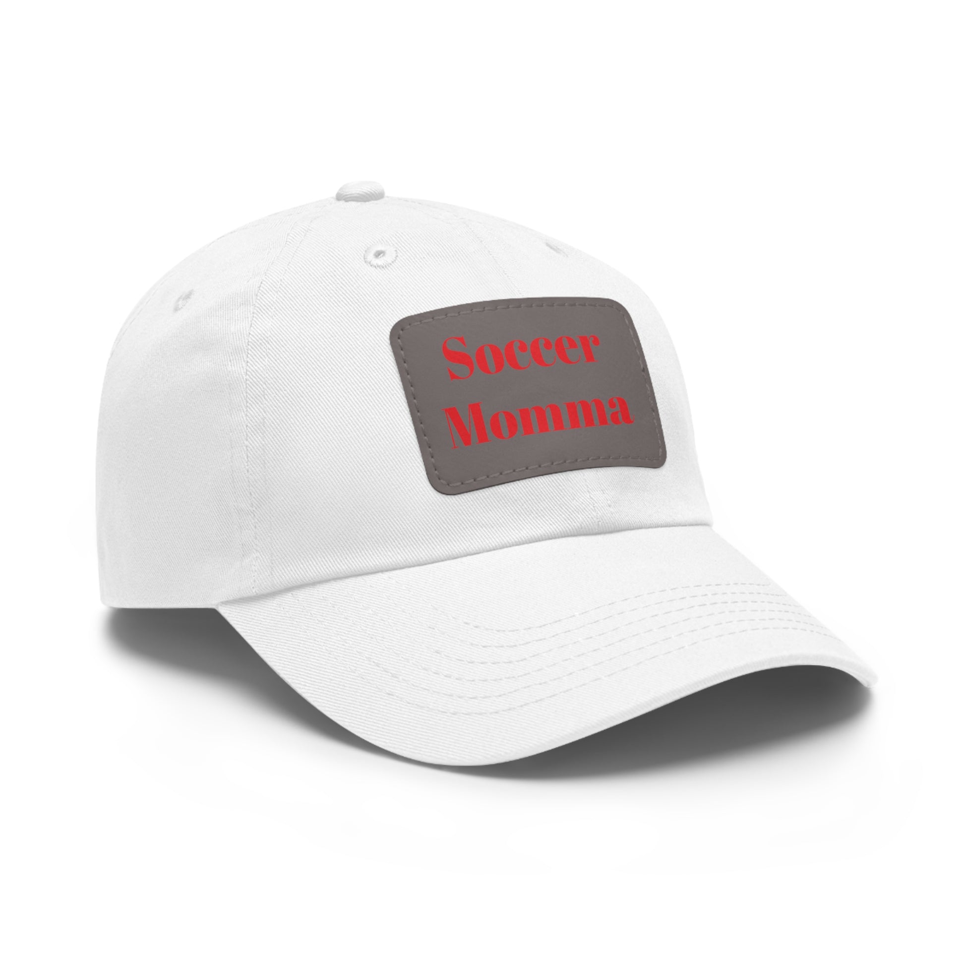Dad Hat with Leather Patch (Rectangle)- "Soccer Momma"