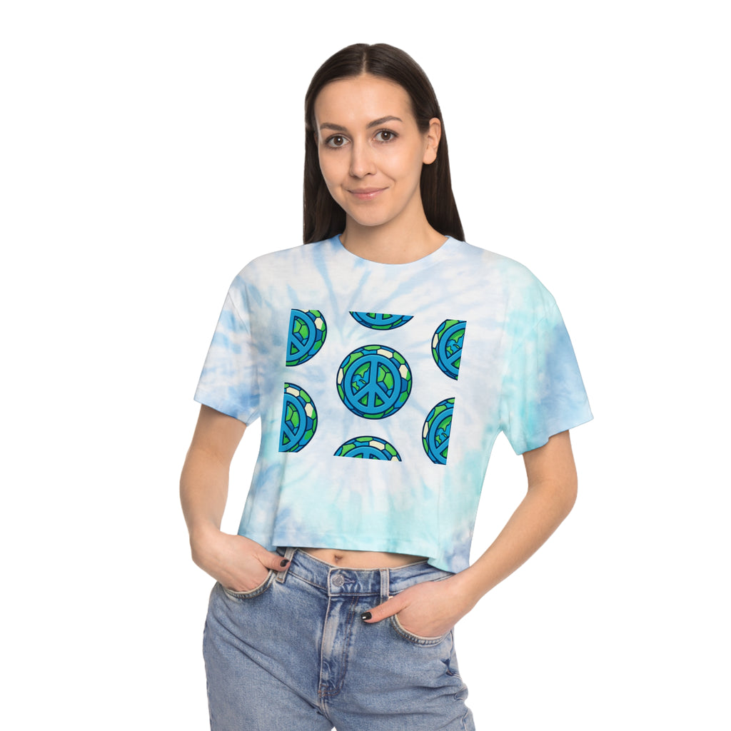 Boho Tie-Dye Crop Tee - Retro Peace Sign Top, Summer Festival T-Shirt, Casual Everyday Wear, Gift for Her, Beach Outfit