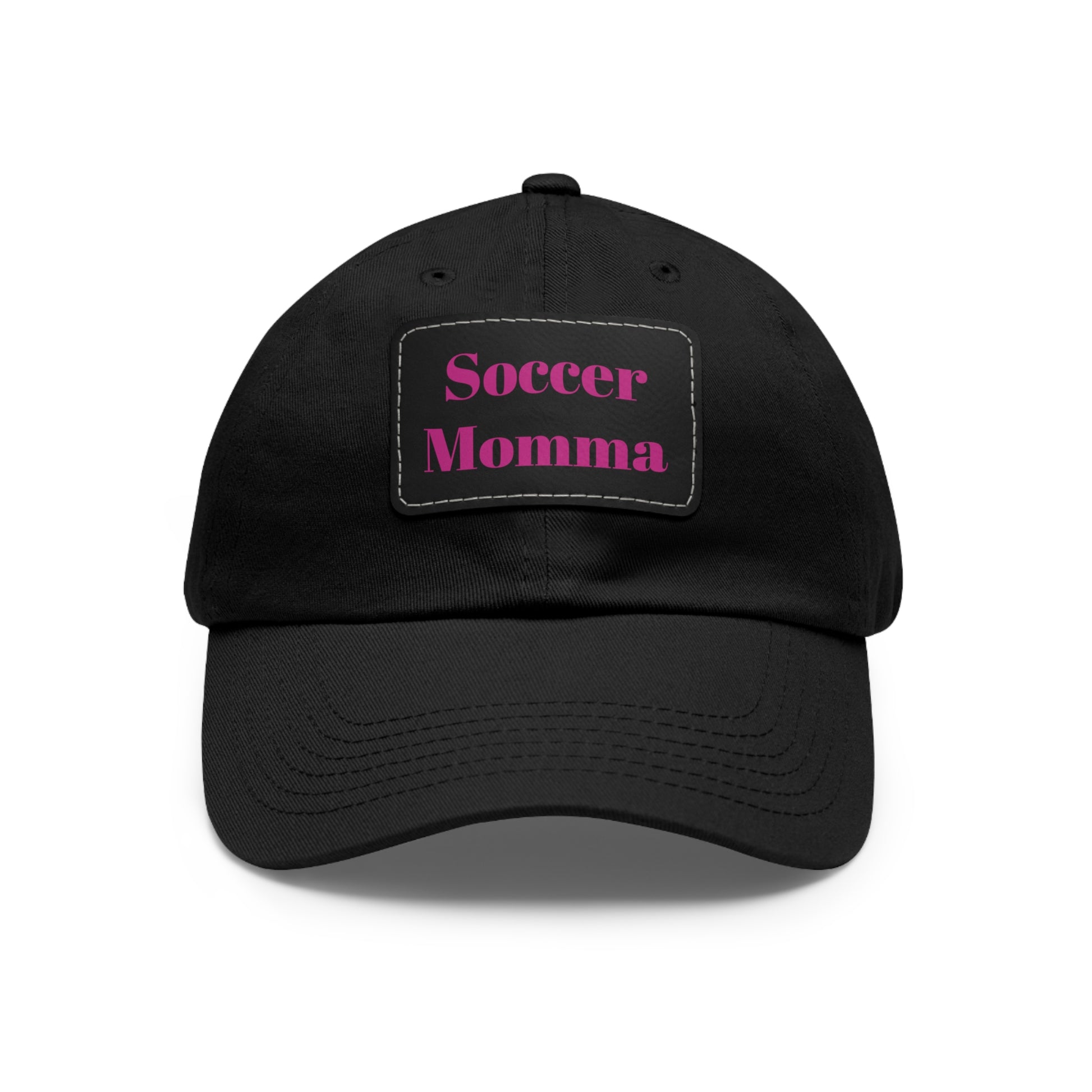 Dad Hat with Leather Patch (Rectangle)- "Soccer Momma"