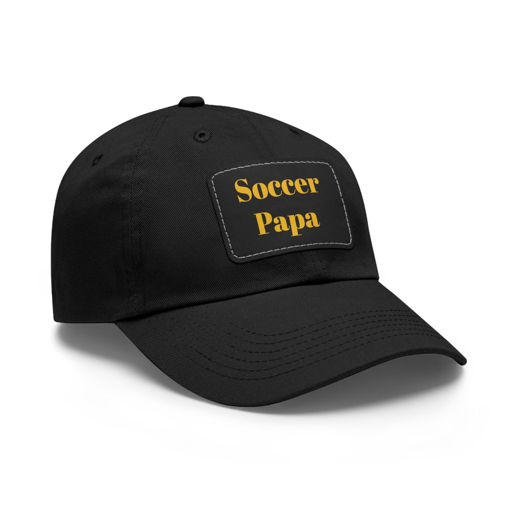 Dad Hat with Leather Patch (Rectangle) - " Soccer Papa "