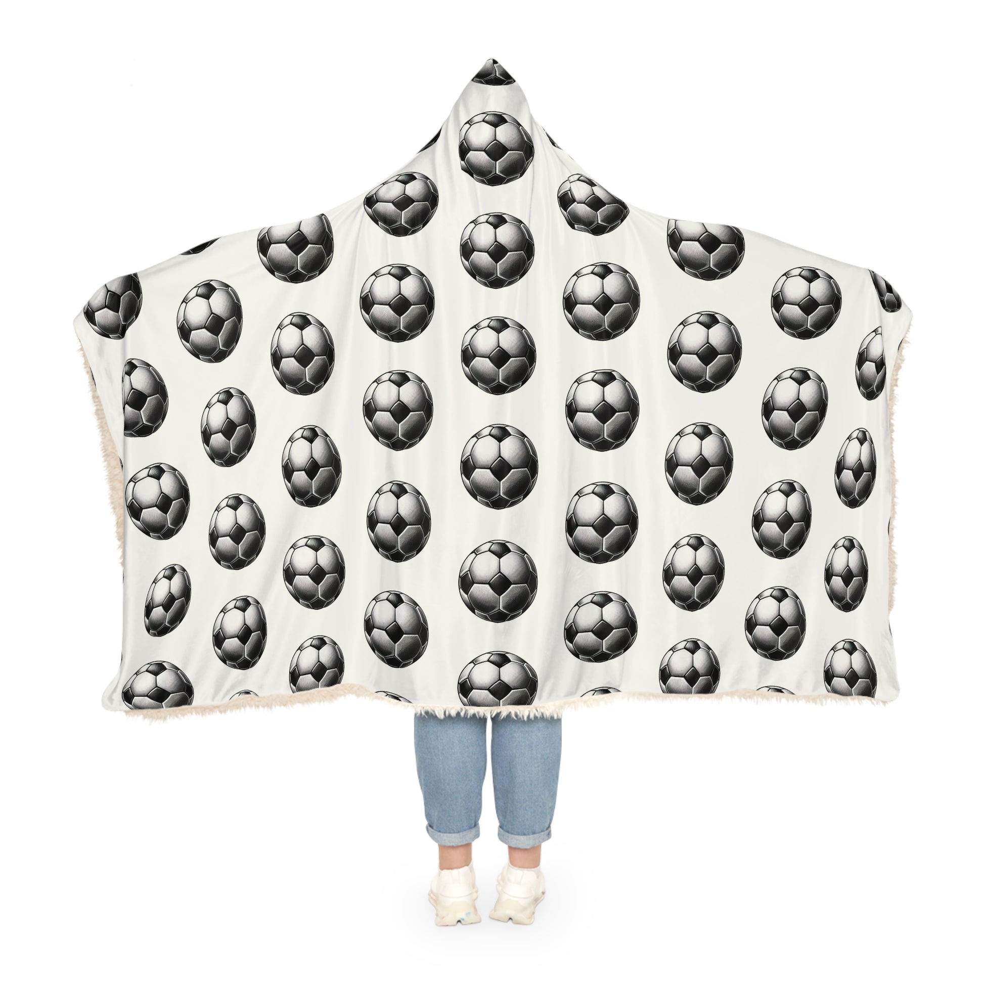Cozy Soccer Snuggle Blanket, Sports Blanket, Hoodie Blanket, Gifts for Soccer Fans, Soft Throw Blanket for Home