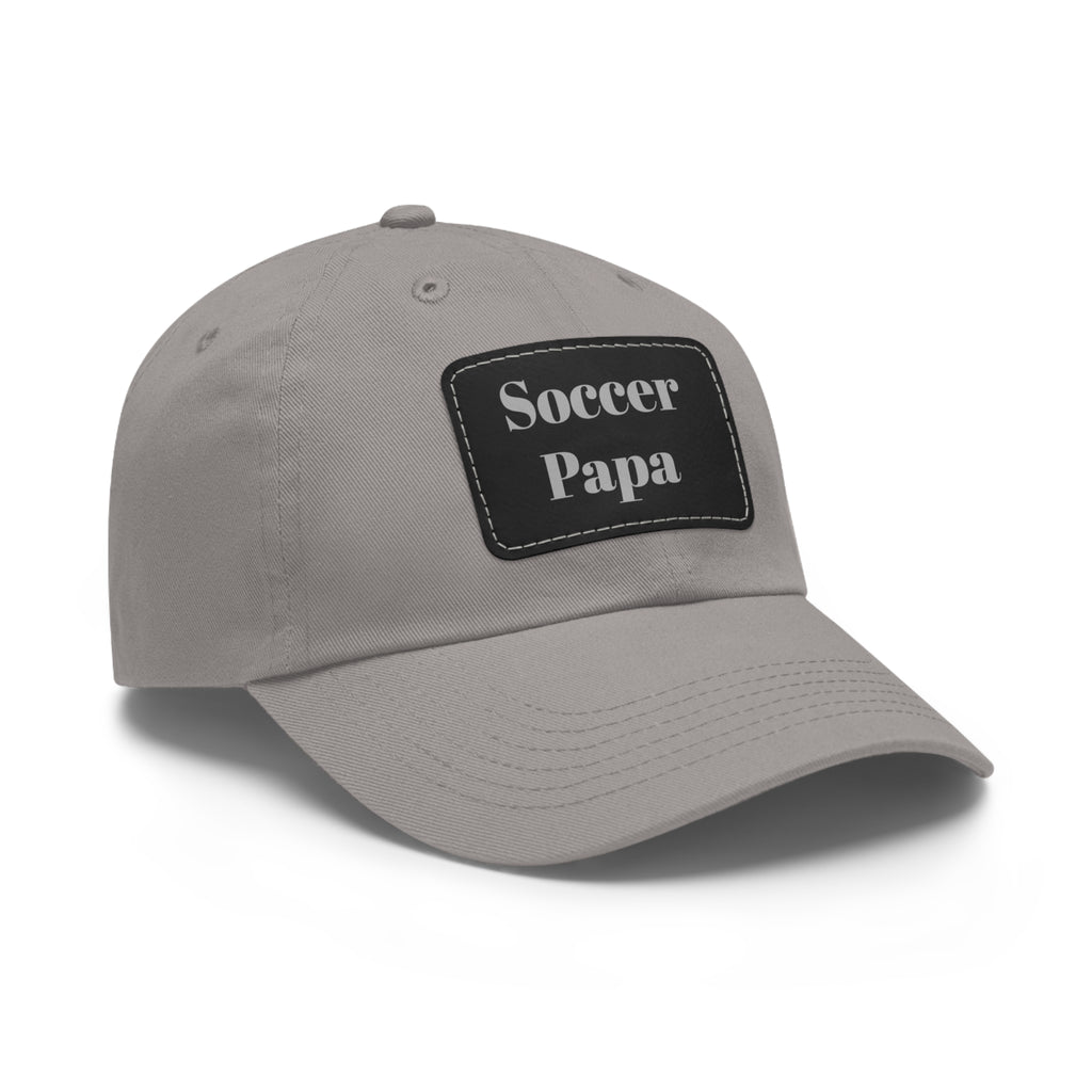 Dad Hat with Leather Patch (Rectangle) - " Soccer Papa "