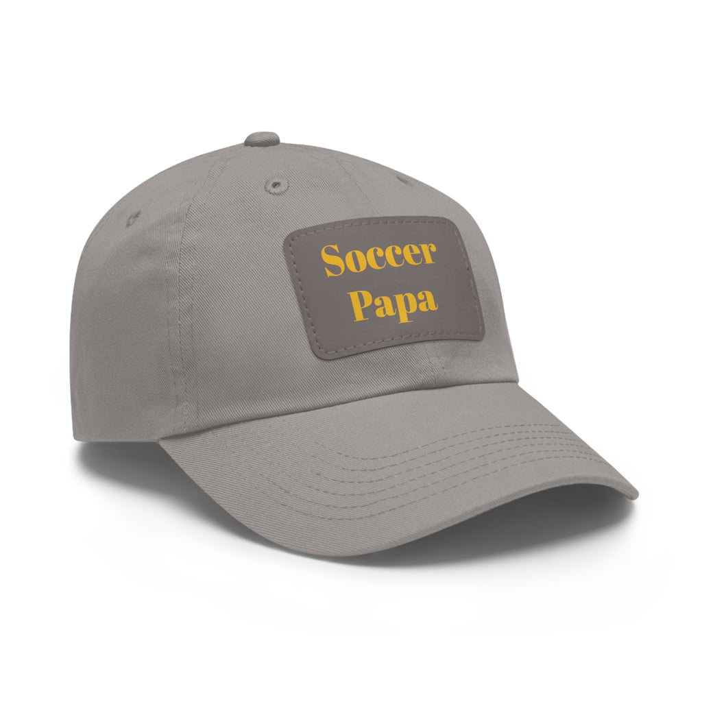 Dad Hat with Leather Patch (Rectangle) - " Soccer Papa "