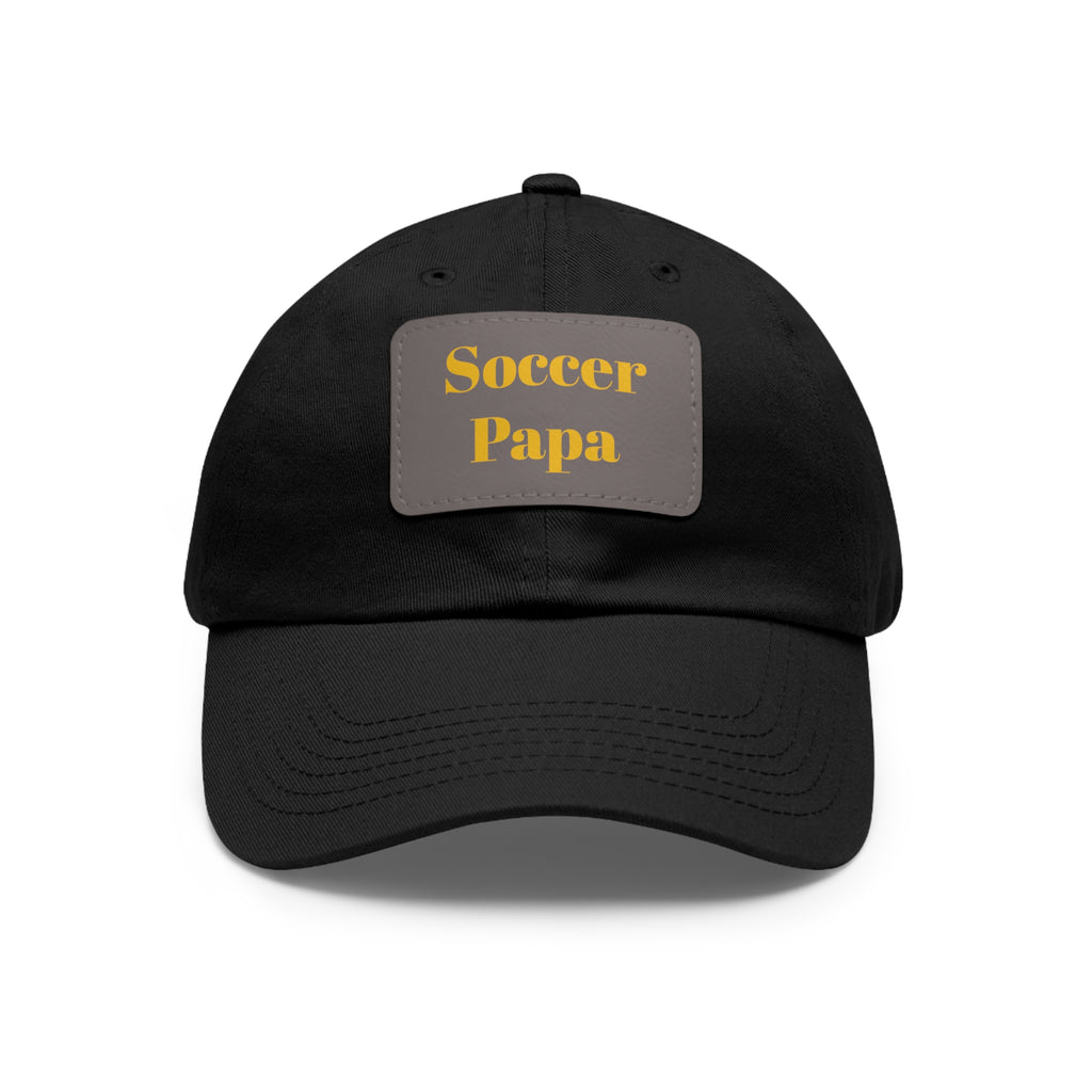Dad Hat with Leather Patch (Rectangle) - " Soccer Papa "