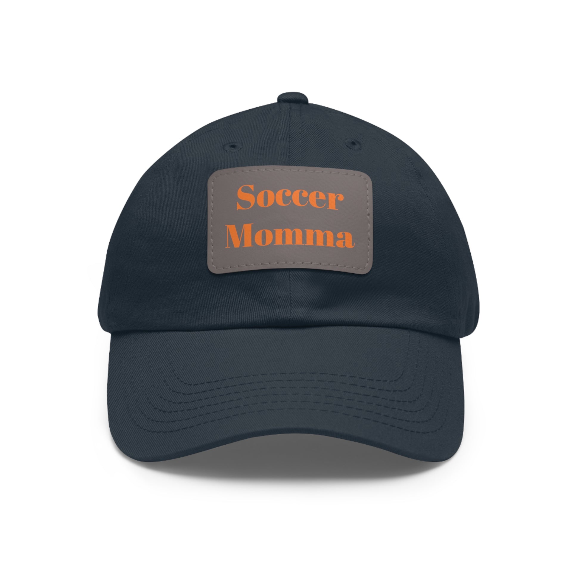 Dad Hat with Leather Patch (Rectangle)- "Soccer Momma"