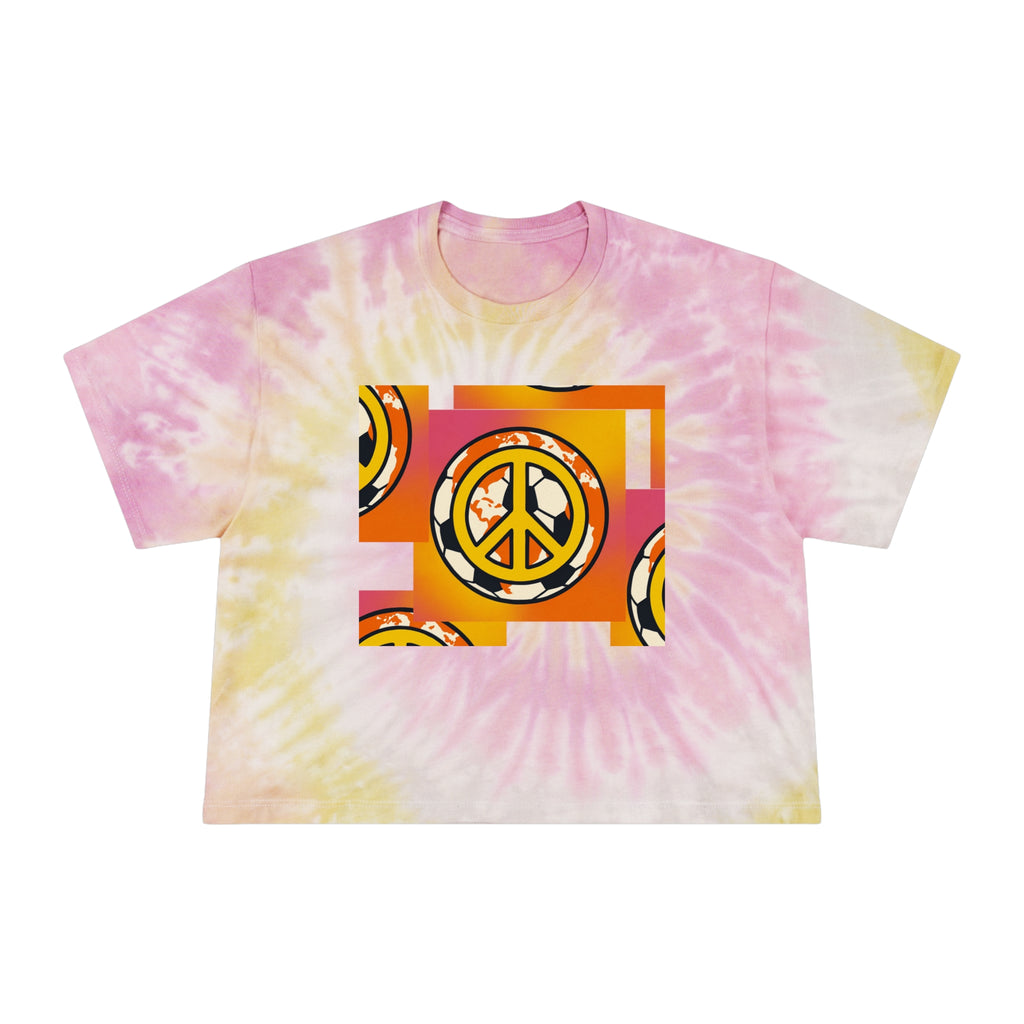 Boho Tie-Dye Crop Tee - Retro Peace Sign Top, Summer Festival T-Shirt, Casual Everyday Wear, Gift for Her, Beach Outfit