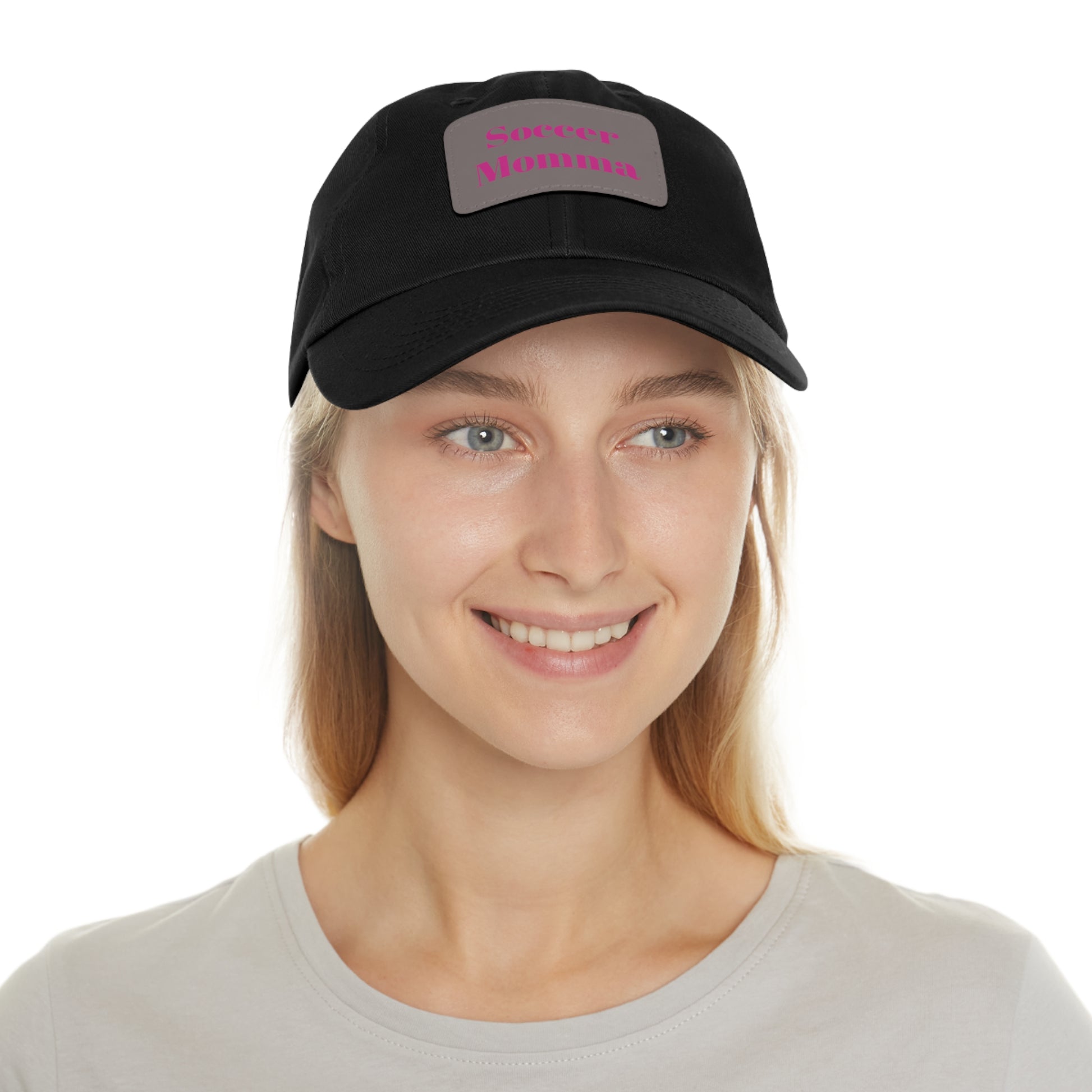 Dad Hat with Leather Patch (Rectangle)- "Soccer Momma"