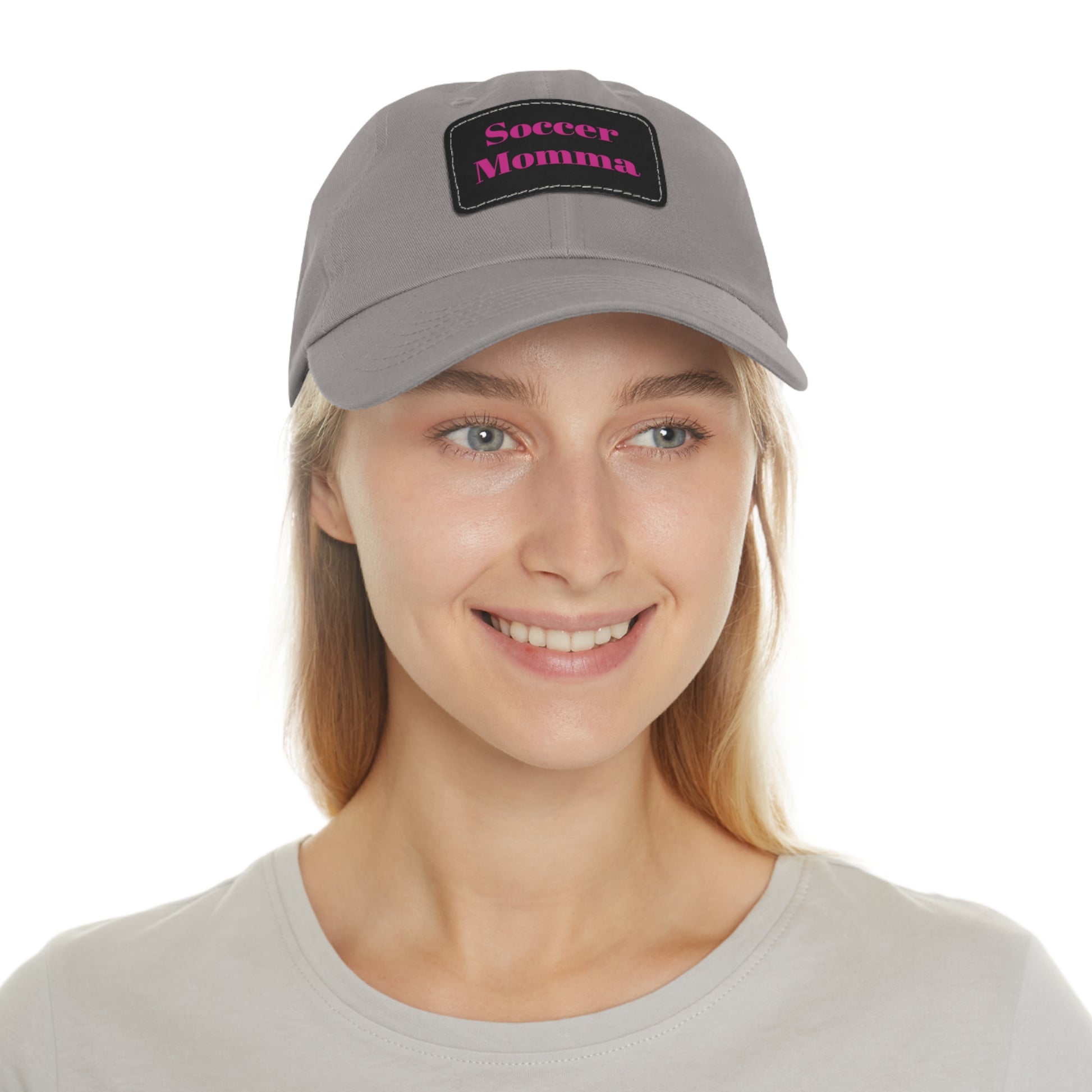 Dad Hat with Leather Patch (Rectangle)- "Soccer Momma"