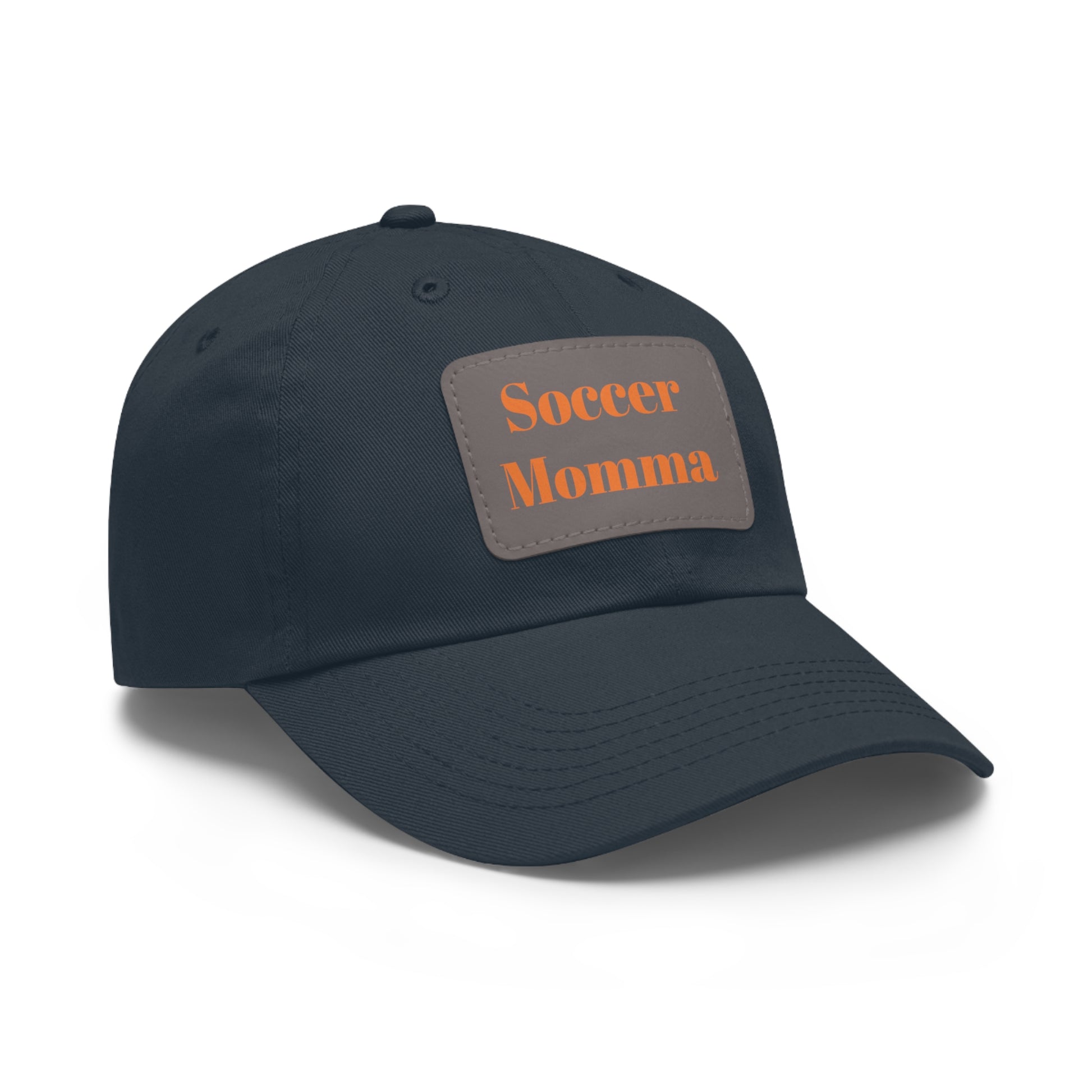Dad Hat with Leather Patch (Rectangle)- "Soccer Momma"