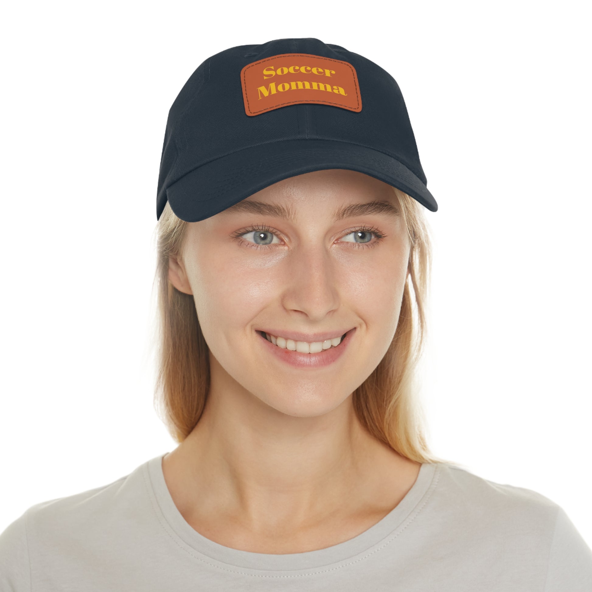 Dad Hat with Leather Patch (Rectangle)- "Soccer Momma"