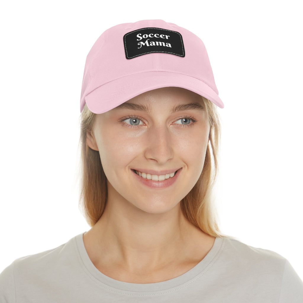 Dad Hat with Leather Patch (Rectangle)- " Soccer Mama "