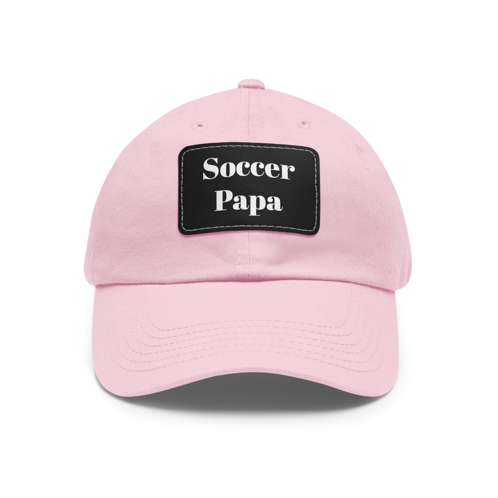 Dad Hat with Leather Patch (Rectangle) - " Soccer Papa "