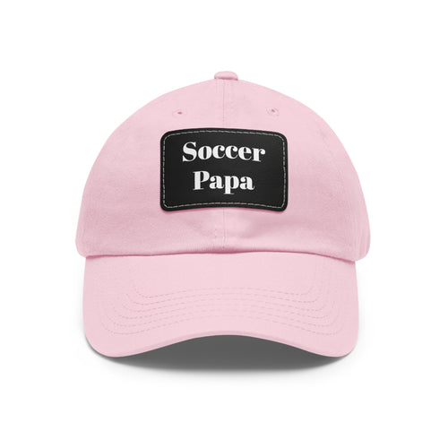 Dad Hat with Leather Patch (Rectangle) - " Soccer Papa "