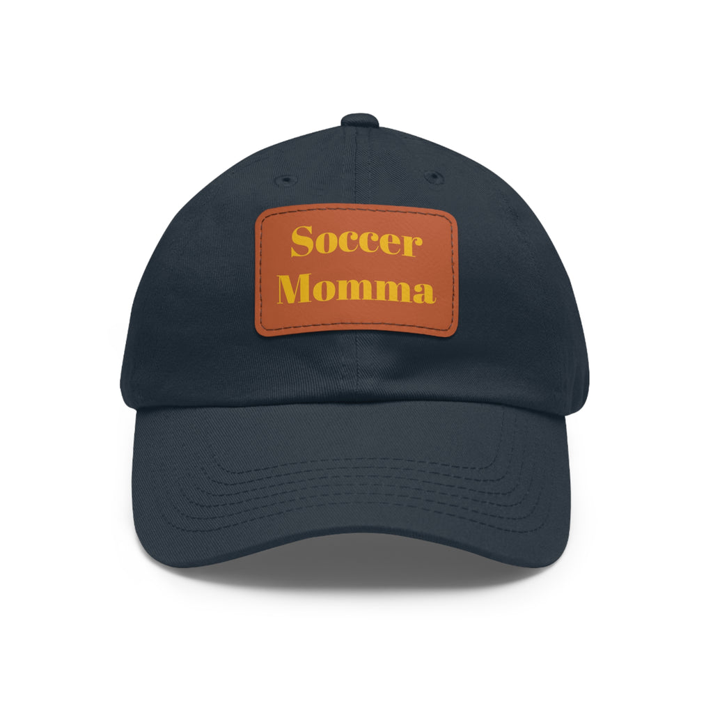 Dad Hat with Leather Patch (Rectangle)- "Soccer Momma"