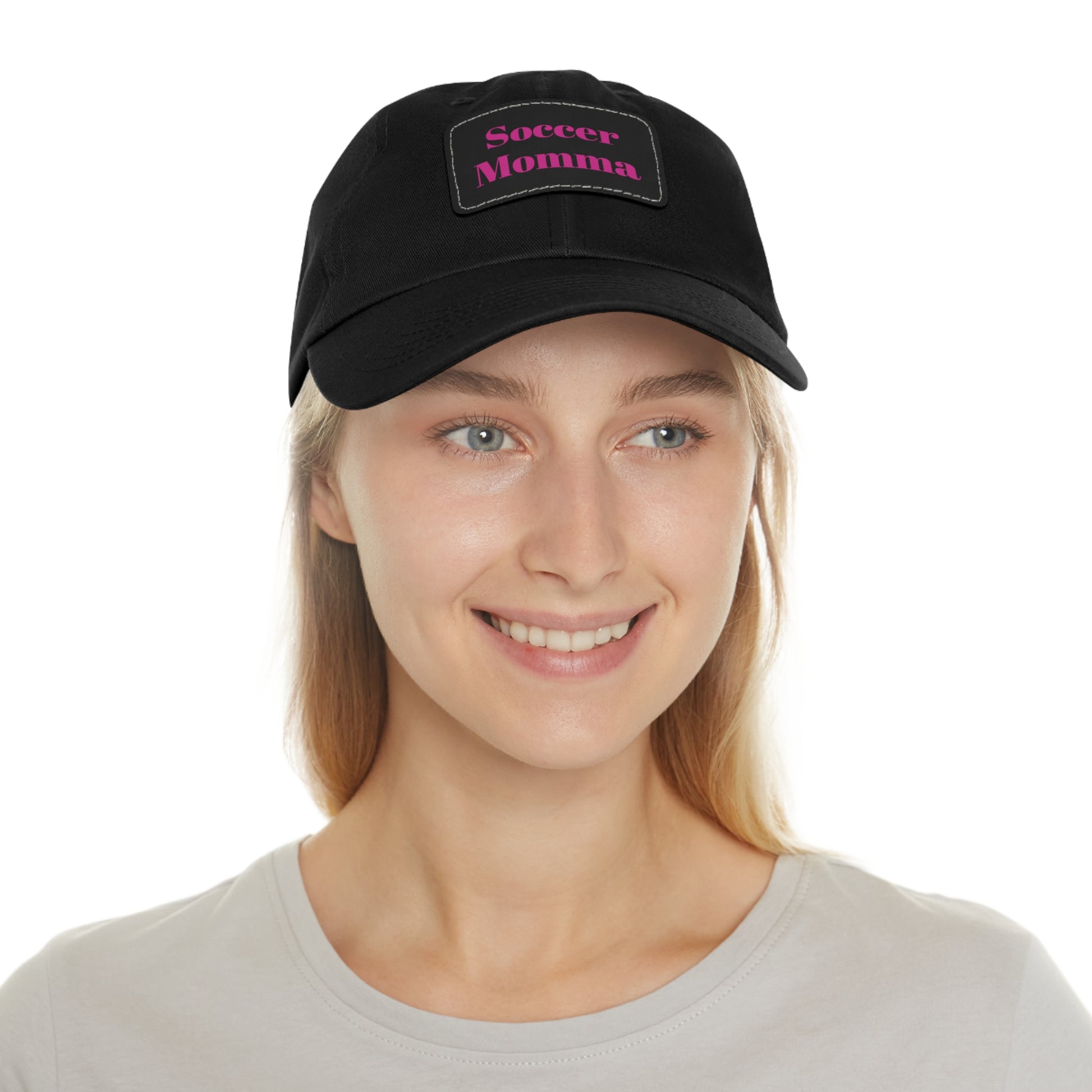 Dad Hat with Leather Patch (Rectangle)- "Soccer Momma"