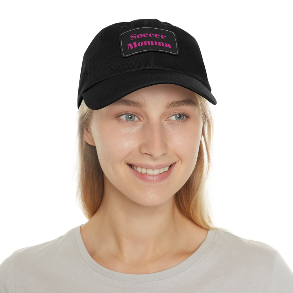 Dad Hat with Leather Patch (Rectangle)- "Soccer Momma"